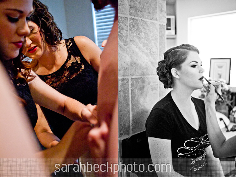 bride getting ready with for her DIY circus theme wedding
